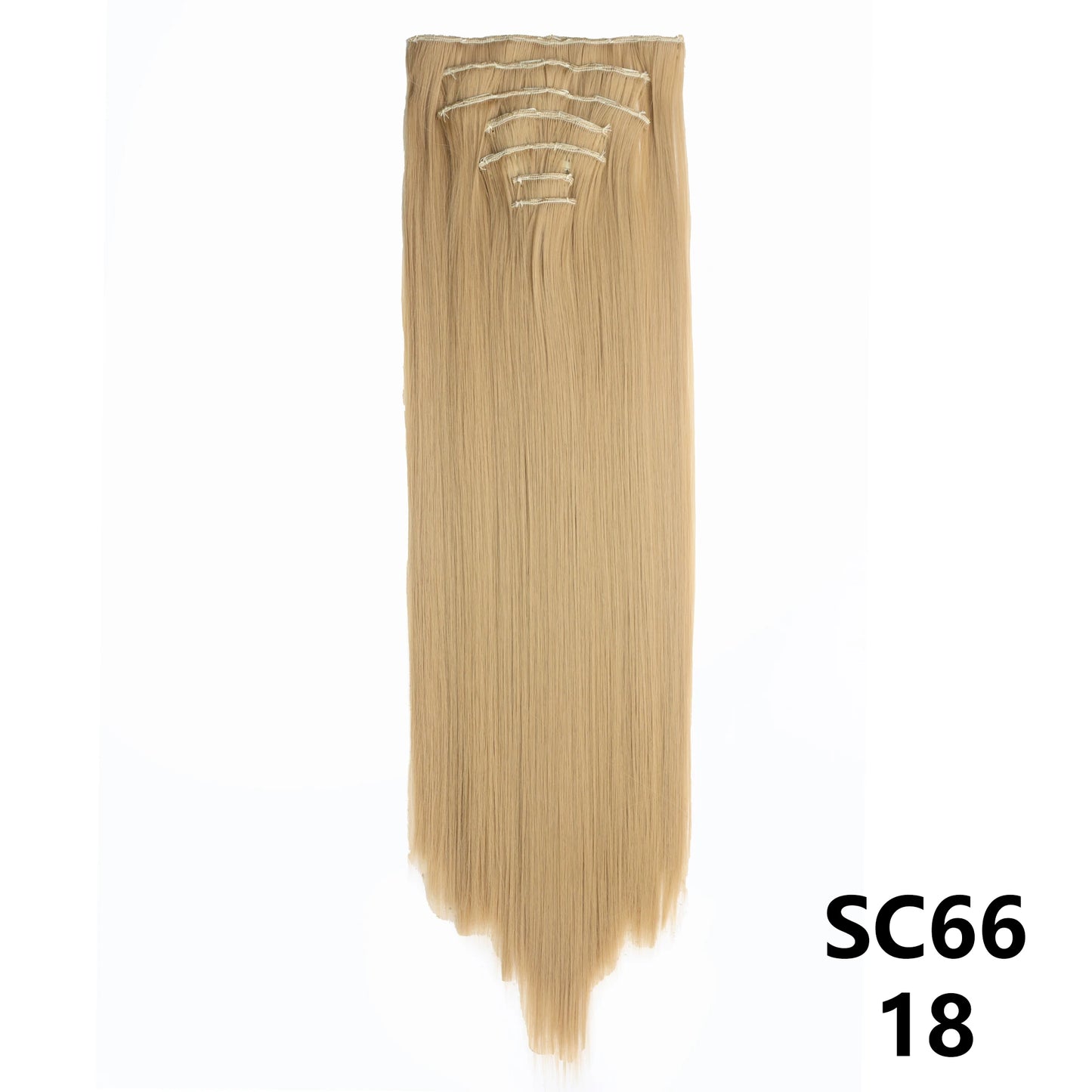 Long Straight Synthetic 16 Clips In Hair Extensions 7Pcs/Set High Temperature Fiber Black Brown Blonde Hairpiece For Women