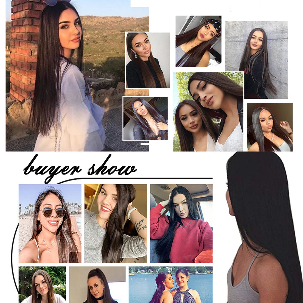 Long Straight Synthetic 16 Clips In Hair Extensions 7Pcs/Set High Temperature Fiber Black Brown Blonde Hairpiece For Women