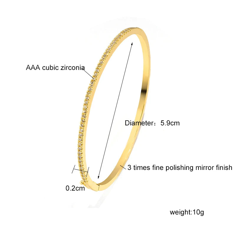 ZAKOL Simple Micro-inlaid Cubic Zirconia Bangle for Women Fashion Geometric CZ Bracelets Wedding Party Jewelry