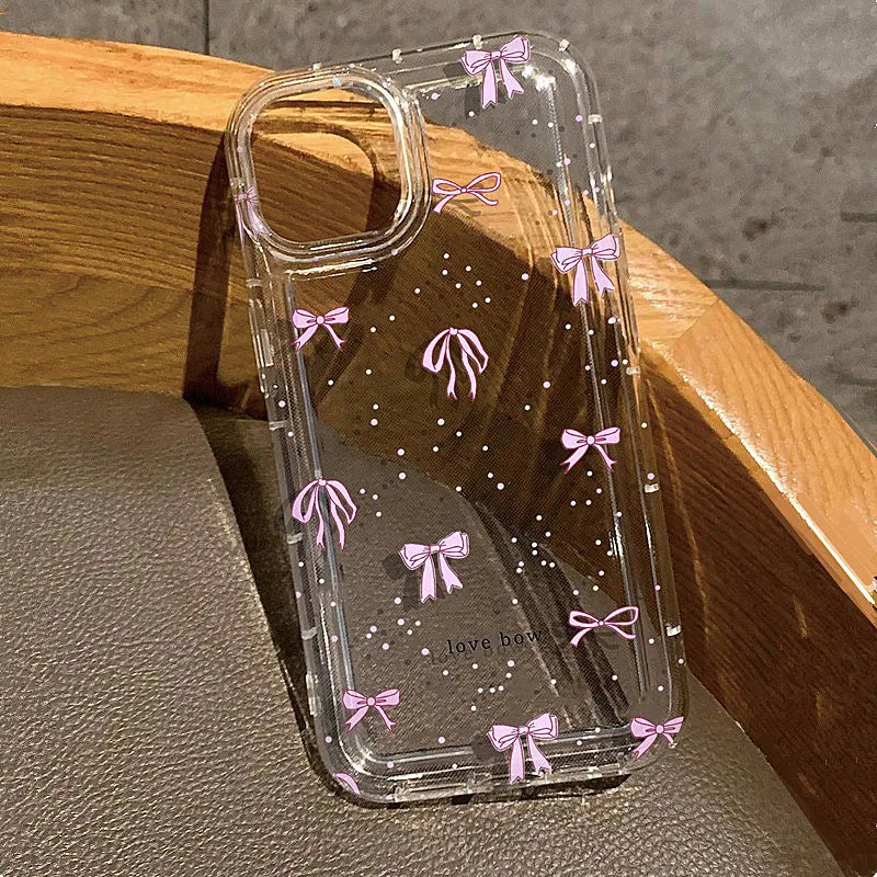Colorful Bow Print Clear Case  For iPhone 17 16 14 13 12 11 15 Pro Max XR X XS 7 8 Plus Transparent Tpu Shockproof Phone Cover