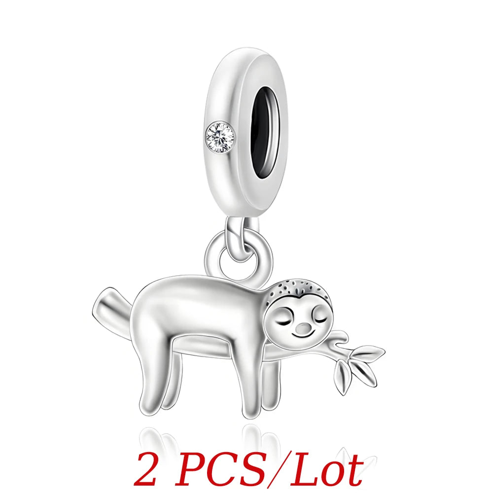Cute Hanging Sloth Charm Fit Original Pan Bracelet DIY Women Jewelry Gift Sweet Animals Beads 2024 New Arrivals