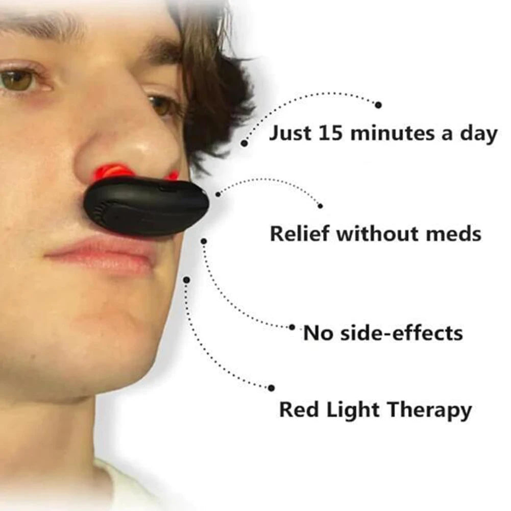 Cordless Red Light Nasal Therapy Device Rhinitis Relief Tool Low Frequency Pulse Nose Massage for Improving Nasal Ventilation