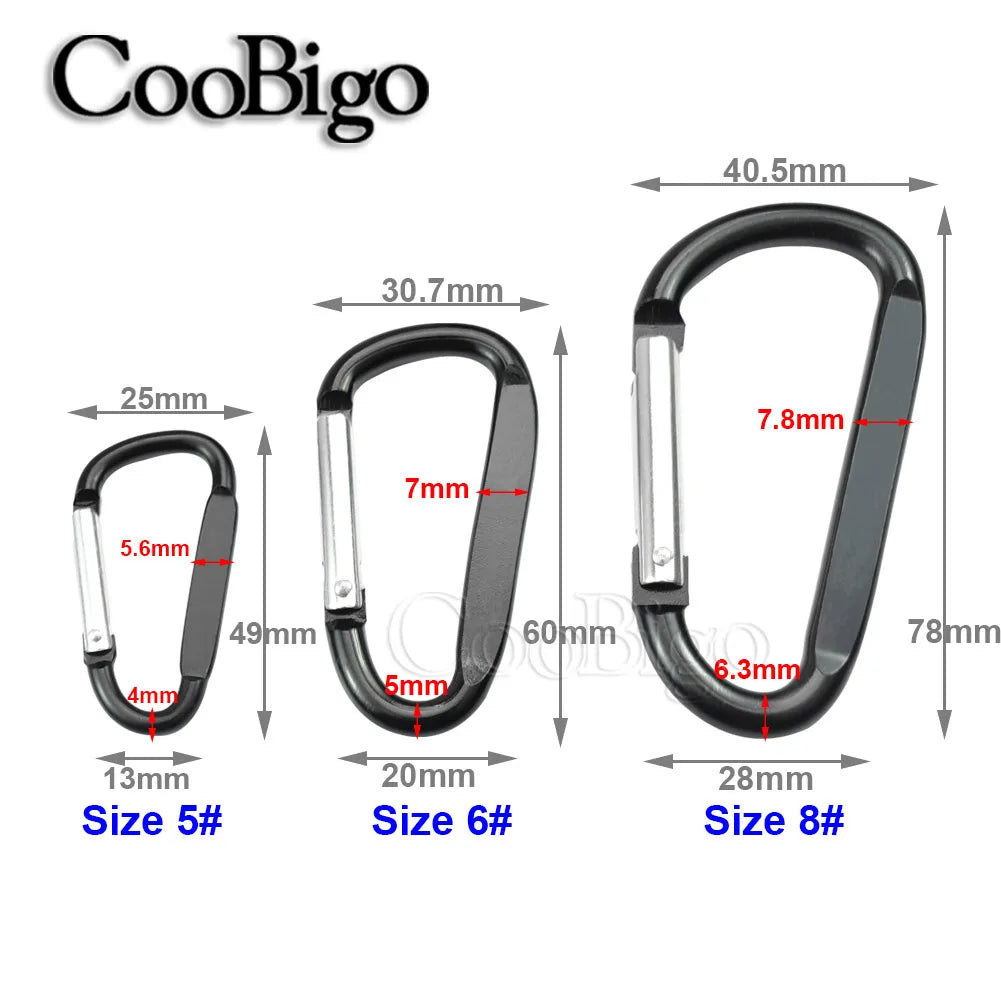 Aluminum Carabiner Key Holder Snap Hook Clip Keychain Keyring Keyfob D Ring Buckle Bottle Hanger Men Outdoor Sport Accessory 2pc