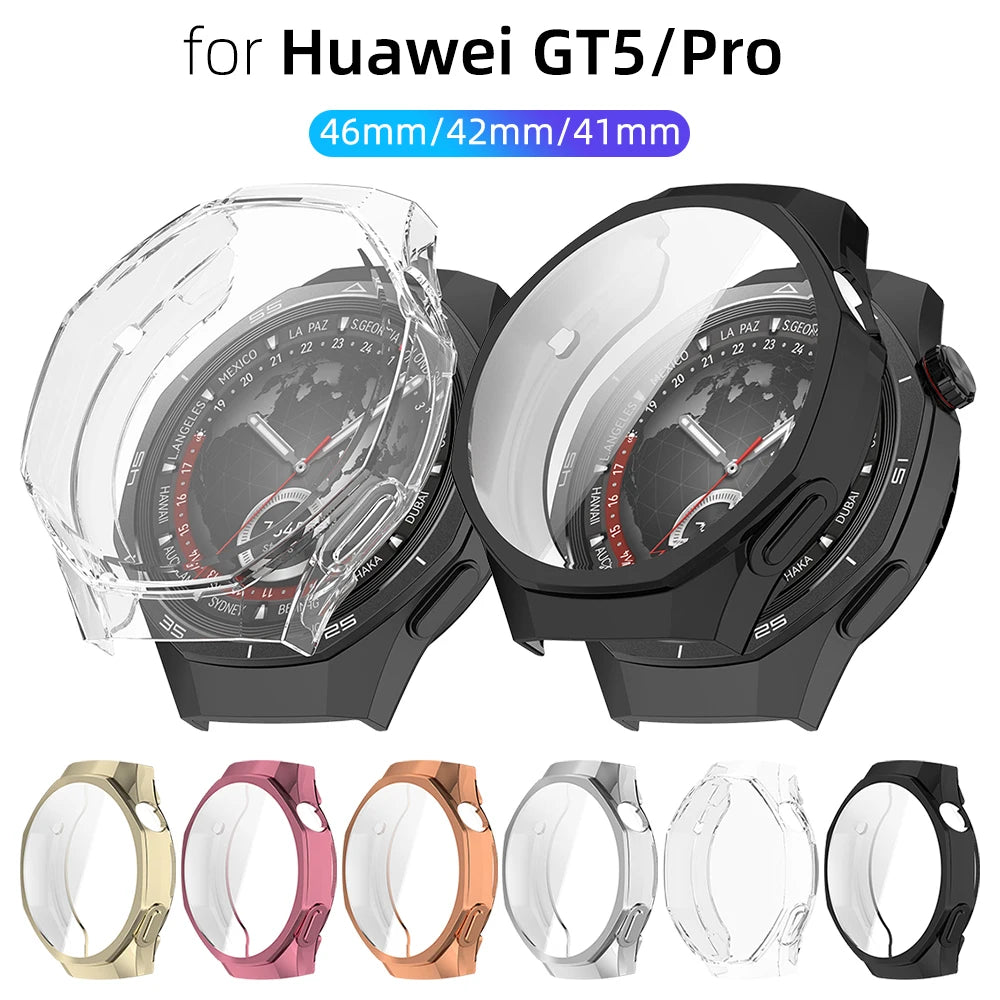 TPU Case for Huawei Watch GT 5/GT5 Pro 41/42/46mm - All-Around Protective Cover Screen Protector Anti-scratch Shell Accessories