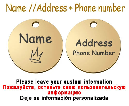 Personalized Pet Cat Dog Name Collar Accessories Circle Custom Engraved ID Tag Necklace Chain Charm Supplies For Dog Product