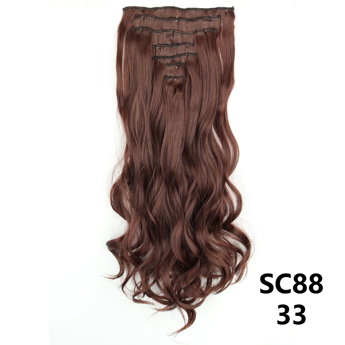 Long Straight Synthetic 16 Clips In Hair Extensions 7Pcs/Set High Temperature Fiber Black Brown Blonde Hairpiece For Women