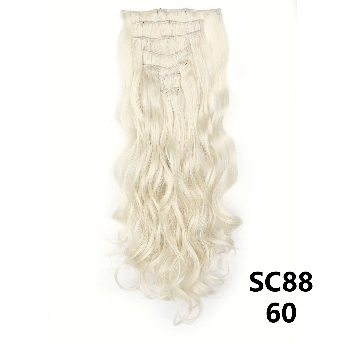 Long Straight Synthetic 16 Clips In Hair Extensions 7Pcs/Set High Temperature Fiber Black Brown Blonde Hairpiece For Women