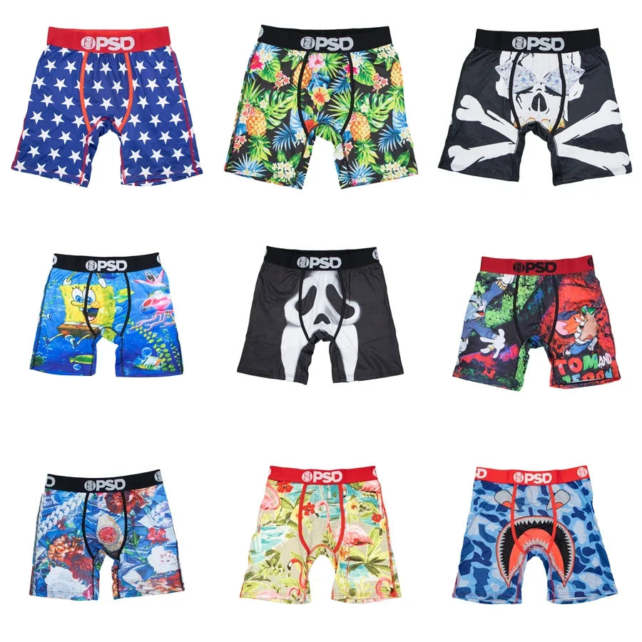 1Pcs Sexy Men Underwear Boxers Men's Panties Lingerie Breathable Printed Male Underpants Plus Size Man Boxer Briefs Mens Trunks
