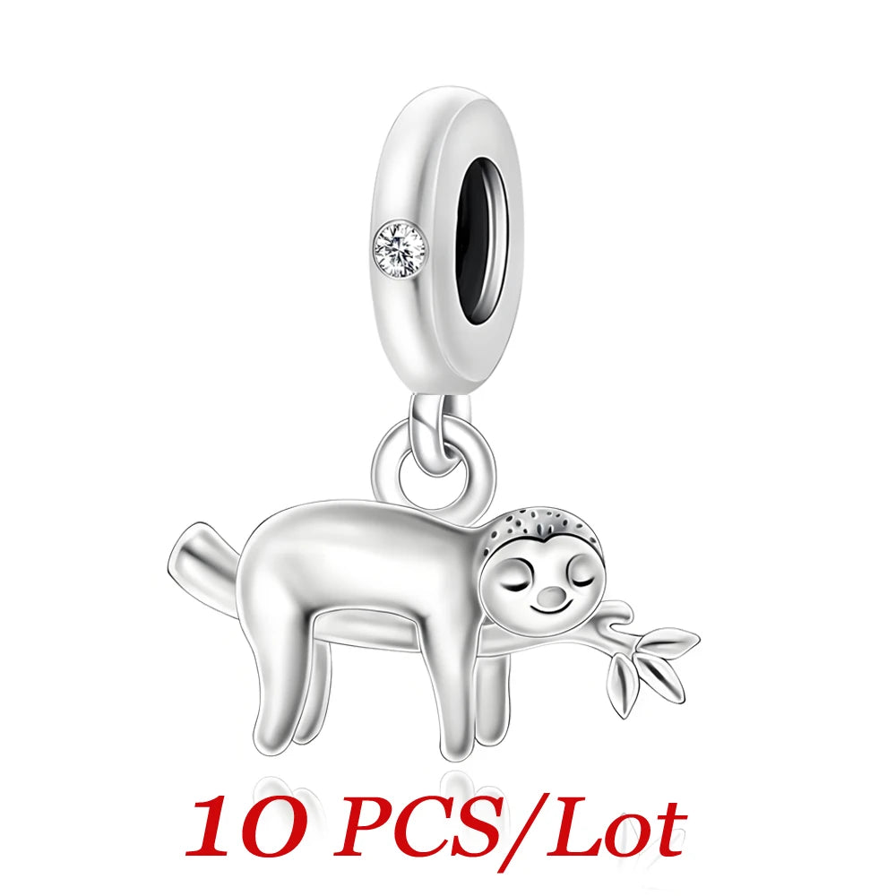 Cute Hanging Sloth Charm Fit Original Pan Bracelet DIY Women Jewelry Gift Sweet Animals Beads 2024 New Arrivals