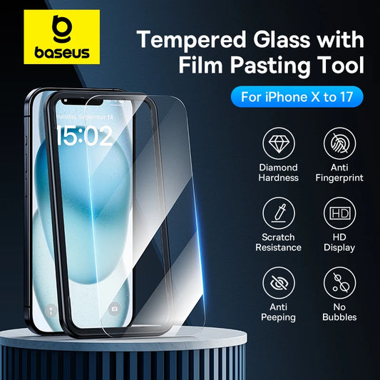 Baseus Tempered Glass for iPhone 17 16 Pro Max Screen Protector for iPhone 15 14 13 12 11 Pro Max Clear Edge Anti-Peeping Film