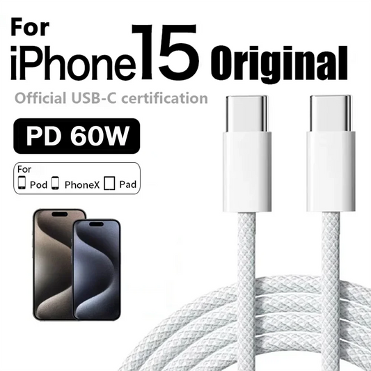 Original PD 60W Fast Charger 6A USB C to Type C Cable For Apple iPhone 16 17 Pro MAX Quick Charging For Samsung S24 Xiaomi Cable