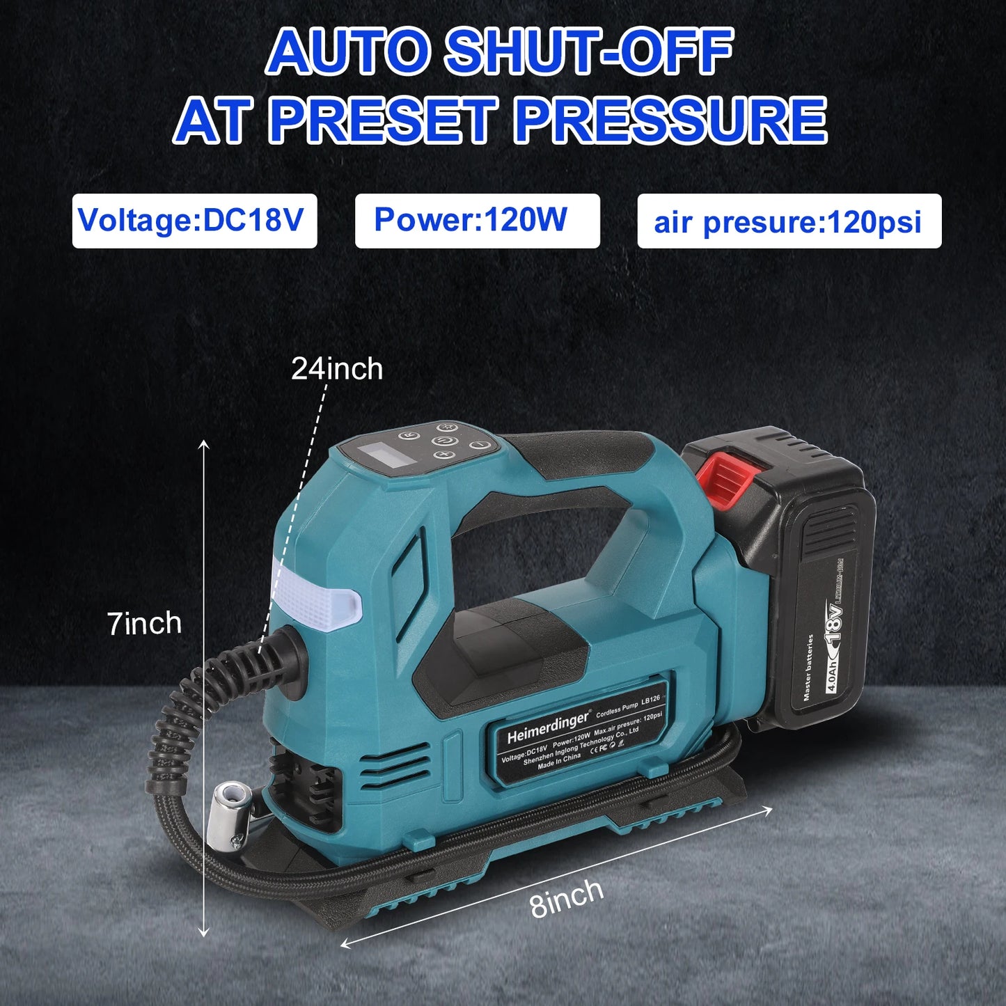 Cordless Electric Air Pump For Car Bicycle Tires Balls Portable Car Tire Inflator Air Compressor For Makita 18V Battery