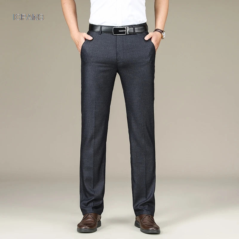 Spring Summer Suit Trousers For Men Straight flat linen Black Suit Pants Men Business Formal  Dress Pants Men Big Size 28-44 46