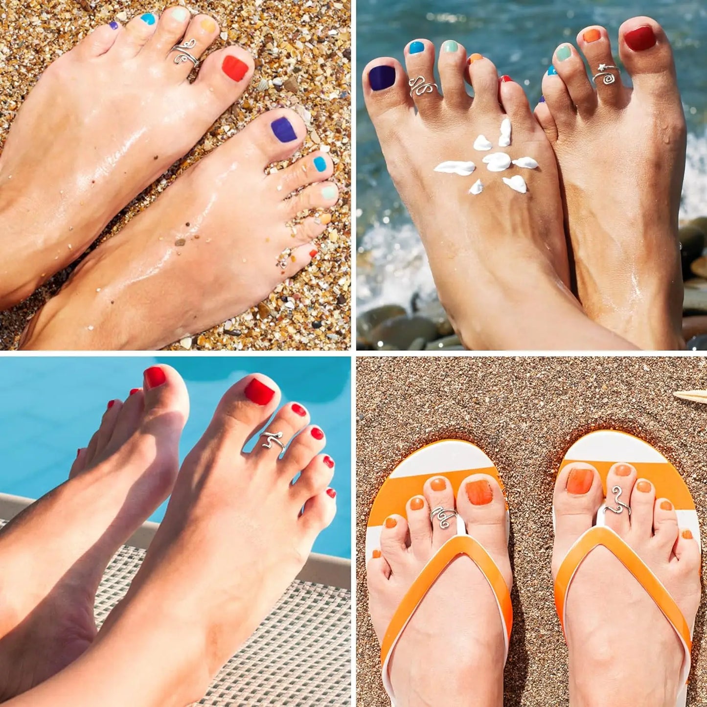 3Pcs Adjustable Toe Rings for Women Open African Toe Rings Summer Beach Foot Jewelry