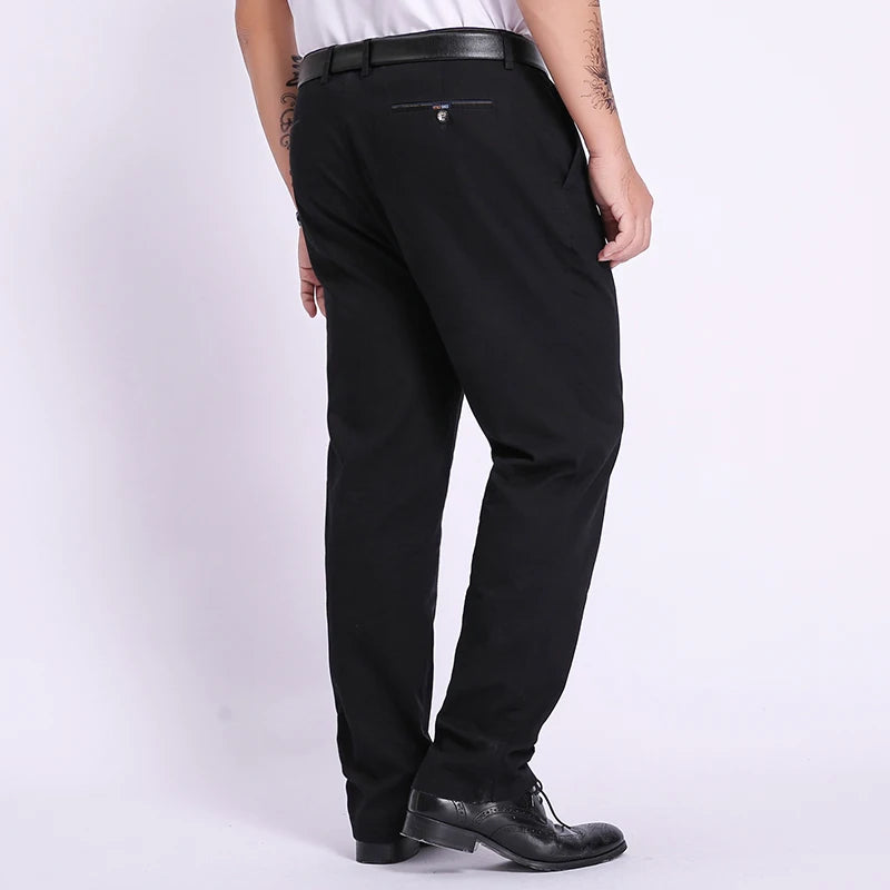 Plus Size 52 50 48 46 Breathable Casual Pants Men 100% Cotton Fabric Slim Chinos Male Business Straight Long Large Trousers