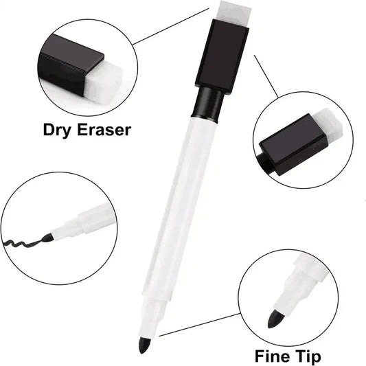 25Pcs Black Dry Erase Markers with Eraser Cap White Board Mini Dry erase Markers for Office School Supplies