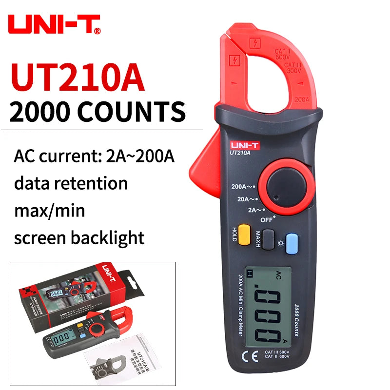 UNI-T UT210E UT202A UT204 Plus Clamp Meter AC/DC Digital Voltmeter Ammeter Pliers Multimeter Professional Electrical Multitester