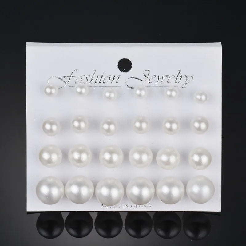 LETAPI 12 pairs/set Female Pearl Earrings Set For Women Bohemian Geometric Stud Earrings for Women Fashion Jewelry Gifts