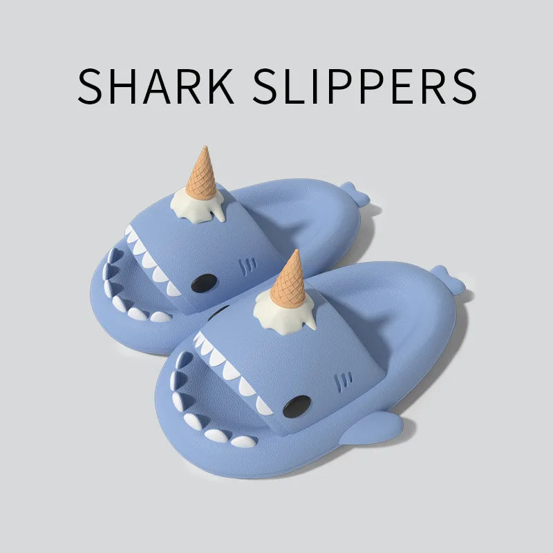 Women Shark Slippers Clapper flip flops House Cloud Platform Slides Summer Beach Sandals Men Male Shoes Fish Dot Cat Female