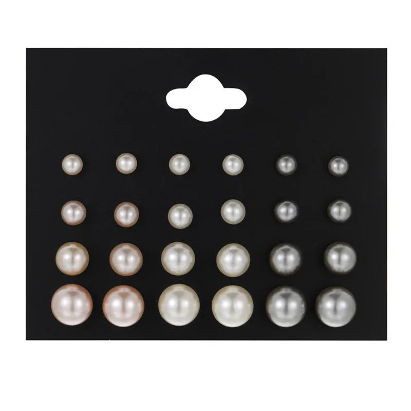 LETAPI 12 pairs/set Female Pearl Earrings Set For Women Bohemian Geometric Stud Earrings for Women Fashion Jewelry Gifts