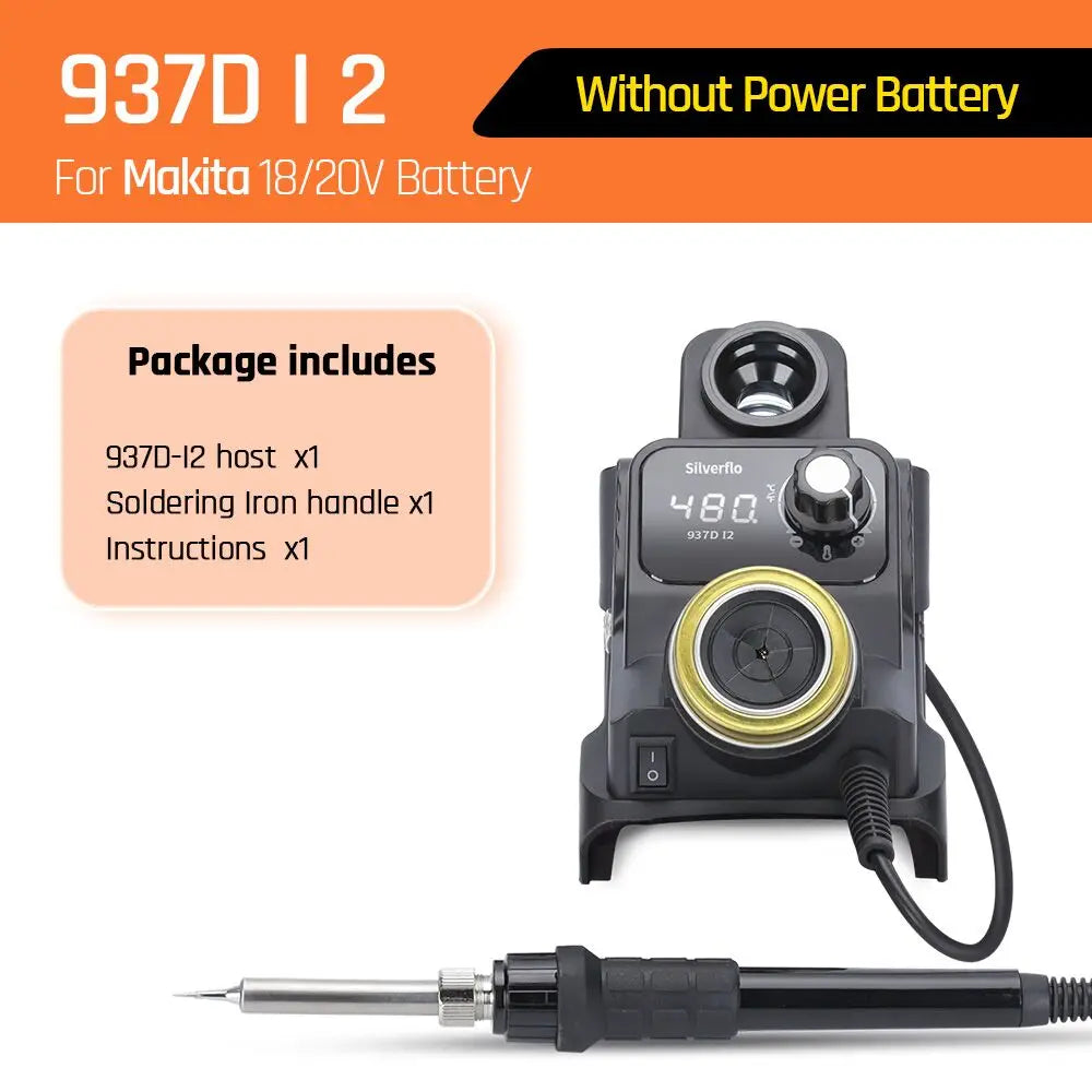 Silverflo 937DI Cordless Soldering Station Portable Soldering Station with Sleep Mode for DEWALT/Milwaukee/MAKITA/Battery 18/20V