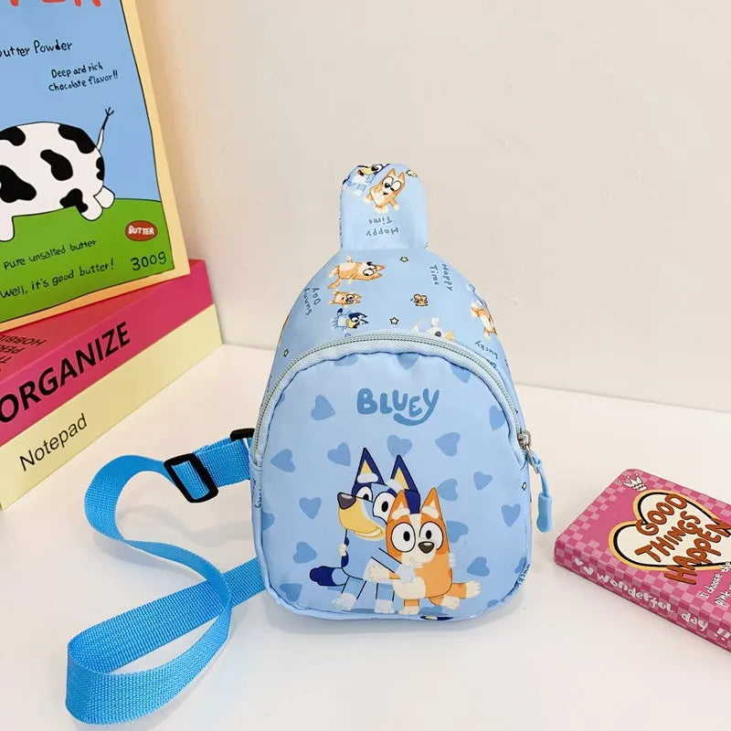 Bingo Friends Children's Bag Cute Bluey Family kids Chest Bag Kindergarten Cartoon Light Crossbody Bag Halloween Christmas gift