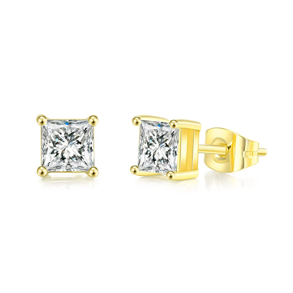 Popular Square Zircon Stud Earrings For Men Women Classic Everything Matching Ear Accessories Jewelry Wholesale aretes de mujer