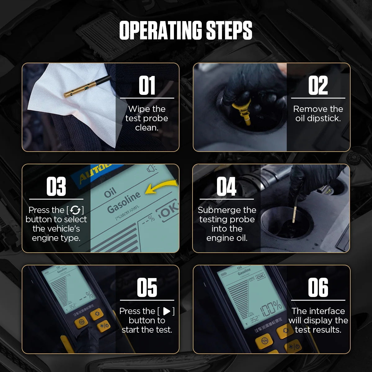 AUTOOL AS503 Engine Oil Tester with Digital Display for Auto Check Gasolin e & Diesel Car Engine POA Oil Quality Repair Tools