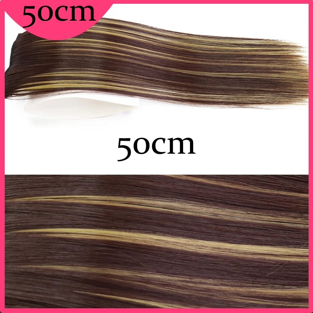 MERISI HAIR Synthetic Invisable Straight Hair Pads Clip In One Piece 2Clips Increase hair volume Hair Extensions Top Side Cover