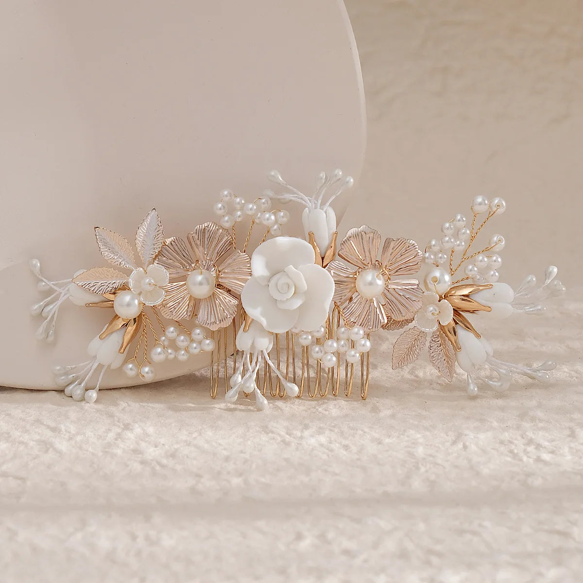 Bride Wedding Hair Combs Gold/Silver Color Alloy Flower Hairpin Clips for Women Birthday Party Headpiece Bridesmaid Hair Jewelry