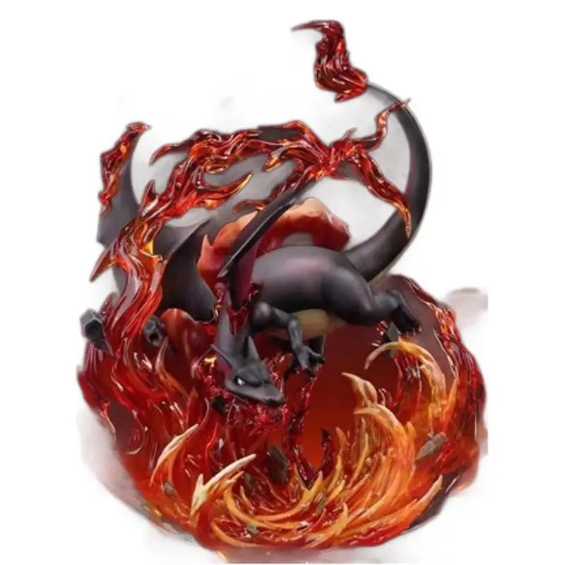 In Stock 20cm Anime Pok é Mon Fire Dragon Black Dragon Spray Fire 1/20 Magical Museum Action Cute Statue Model Toy Decoration