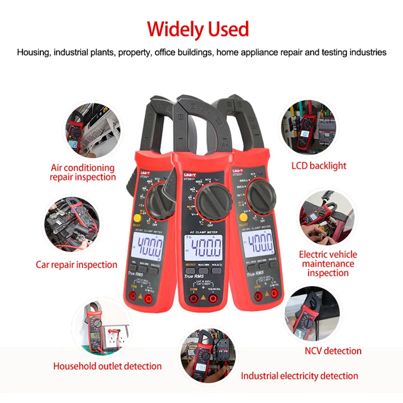 UNI-T UT210E UT202A UT204 Plus Clamp Meter AC/DC Digital Voltmeter Ammeter Pliers Multimeter Professional Electrical Multitester