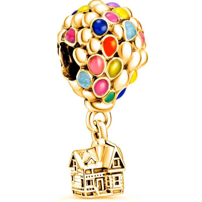 Disney Mickey Minnie Ice and Snow Princess Cartoon Series Pendant DIY Large Hole Zinc Charm Jewelry