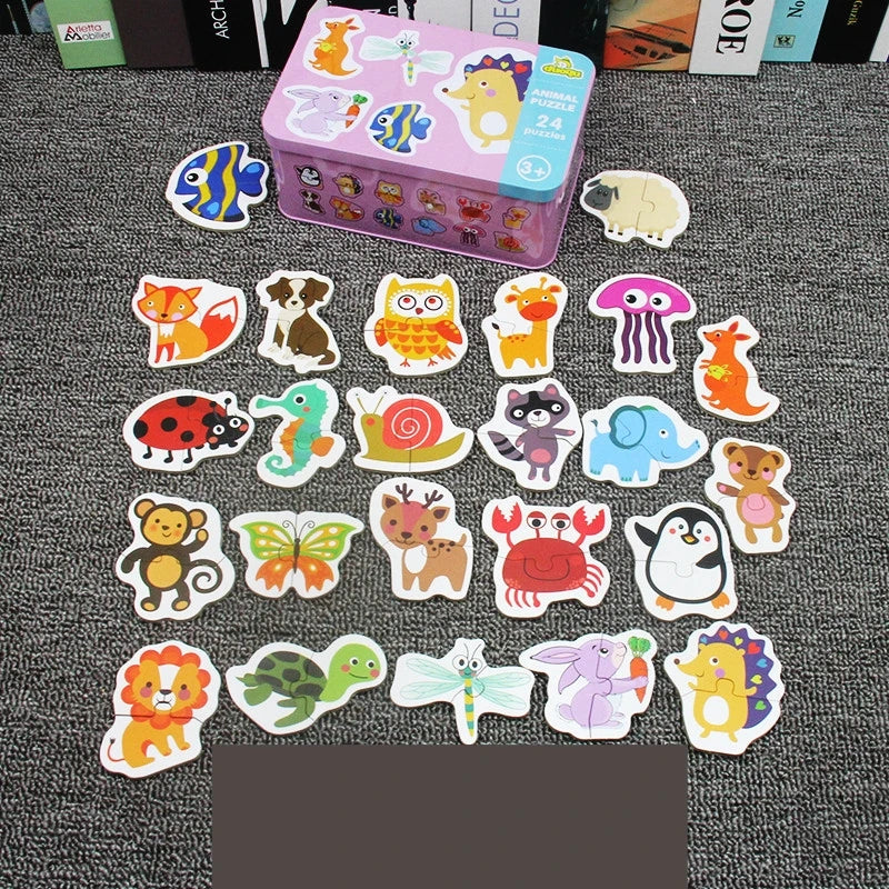Kids Animal Puzzles for Toddlers 1 2 3 Years Boys Girls Learning Animals Memory Card Matching Game Educational Toys For Children