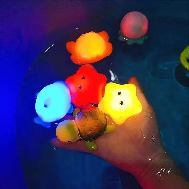 Pool Party Glowing Toys Bath Time Funny Bathtub Toy Water Sensor Luminous LED Ocean Animal Water Floating Toy For Baby Infant