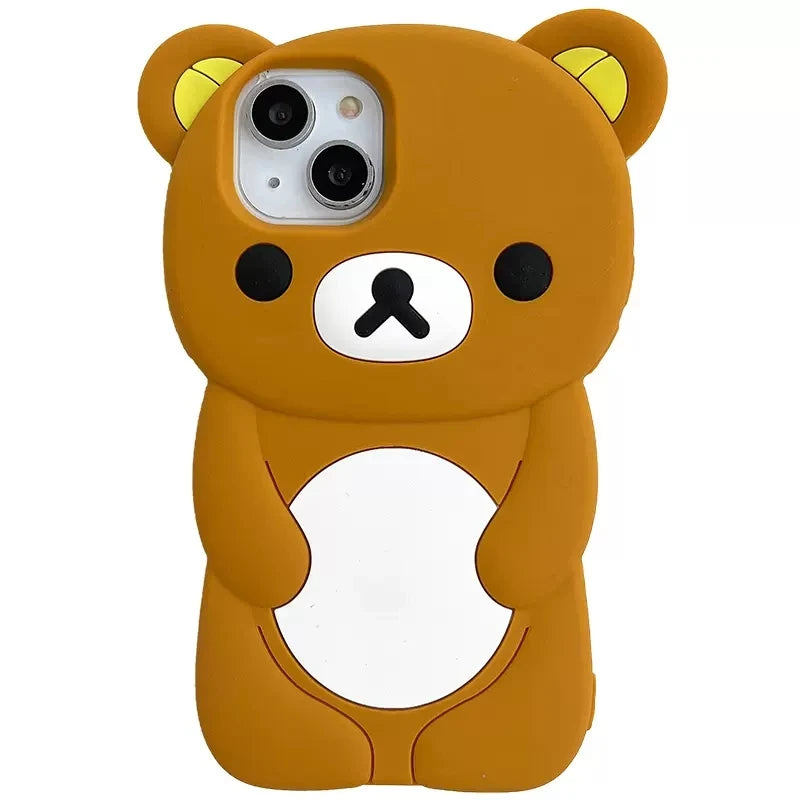 Rilakkuma Bear Silicone Soft Cover Case For iPhone 17 16 15 14 13 12 11 Pro Max mini Plus Xs XR 6 7 8 Plus