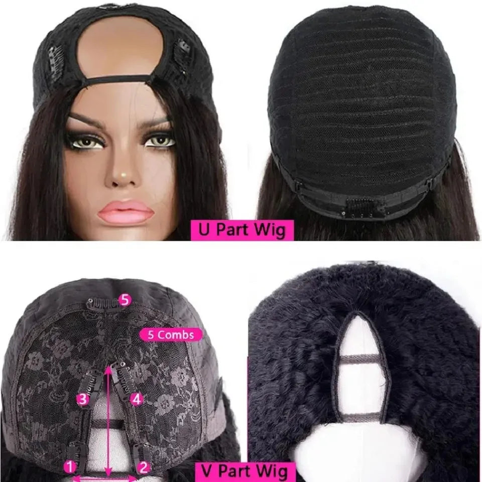 250 Density Straight Hair V part Wig 16-34Inches Upgrade Brazilian Glueless Wigs For Women 100% Human Hair Head Clip In Half Wig