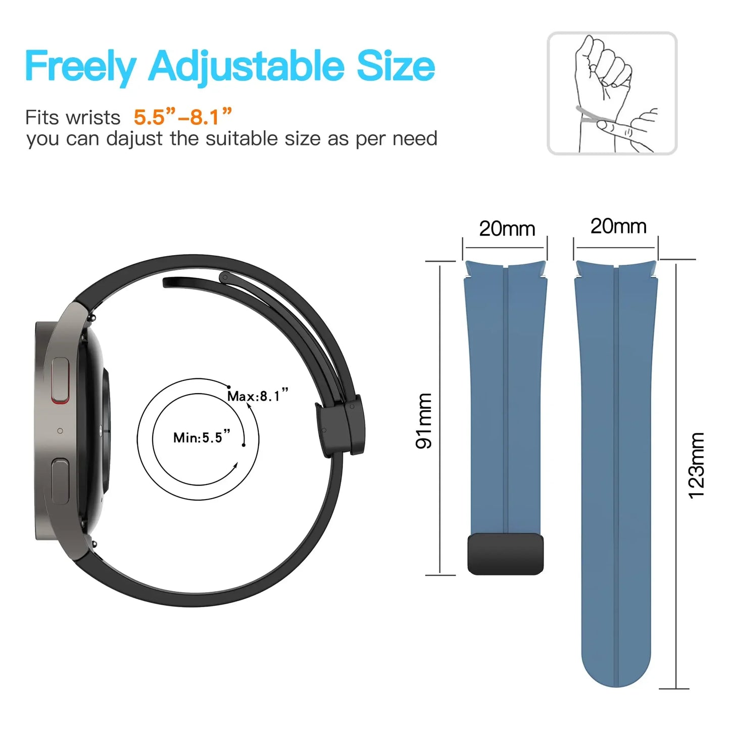 Magnetic Band For Samsung Galaxy Watch 7 6 5 4 44mm 40mm/5 pro 45mm Silicone 20mm watch Bracelet Galaxy 6 classic 43 47 mm strap