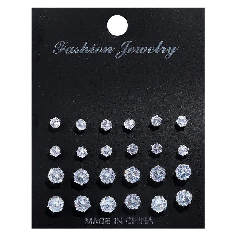 LETAPI 12 pairs/set Female Pearl Earrings Set For Women Bohemian Geometric Stud Earrings for Women Fashion Jewelry Gifts