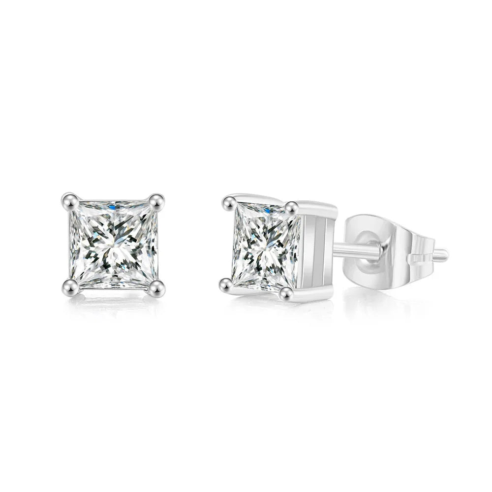 Popular Square Zircon Stud Earrings For Men Women Classic Everything Matching Ear Accessories Jewelry Wholesale aretes de mujer