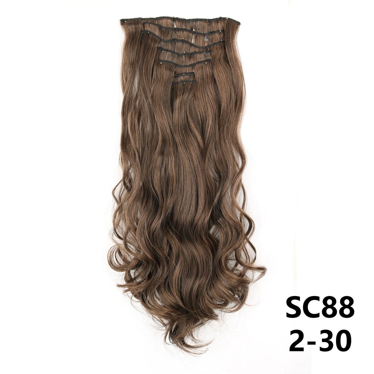 Long Straight Synthetic 16 Clips In Hair Extensions 7Pcs/Set High Temperature Fiber Black Brown Blonde Hairpiece For Women