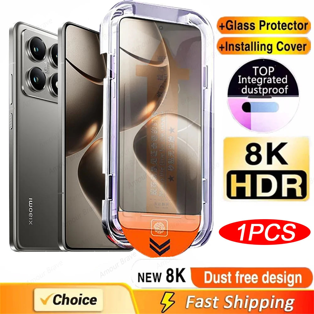 1-3PCS Glass For Xiaomi 14T Pro 8K Oleophobic Coating Screen Protector For Xiaomi 14 13 12T Pro Easy Installation Tempered Glass