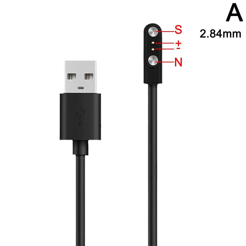Magnetic Charge Charging Cable For Smart Watch For 2 Pins 2.84/4/7.62mm Distances Black Novel USB Power Charger Cables Universal