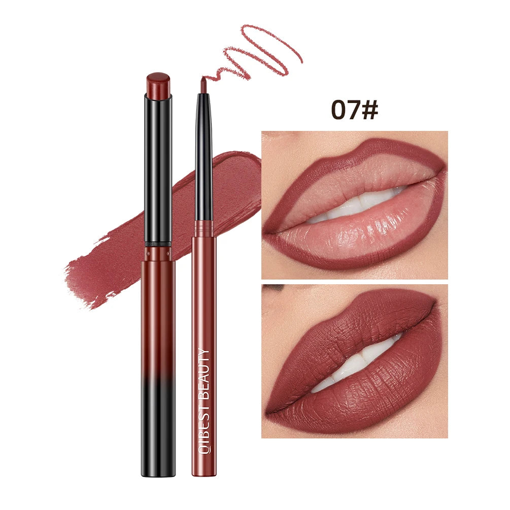 QIBEST Matte Nude Lipstick Pen Lipliner Pencil Set
