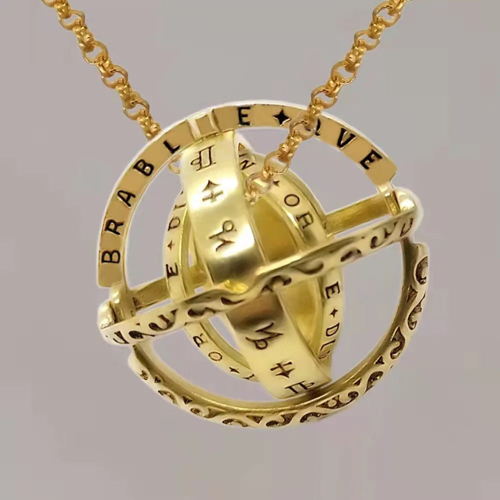 Vintage Astronomical Ball Alloy Men's and Women's Rings Creative Complex Rotating Cosmic Ring Deformable Rotating Ring Necklace