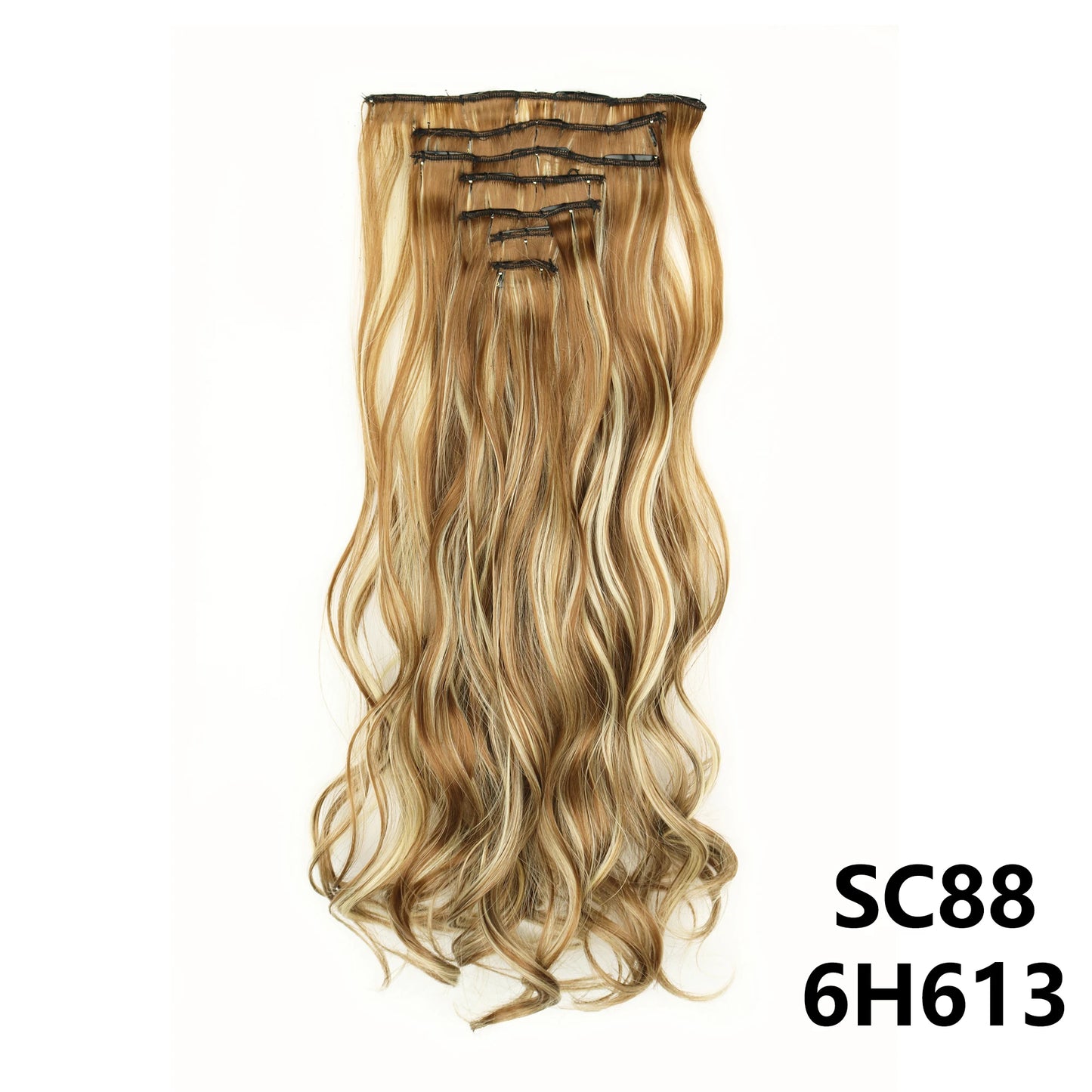 Long Straight Synthetic 16 Clips In Hair Extensions 7Pcs/Set High Temperature Fiber Black Brown Blonde Hairpiece For Women