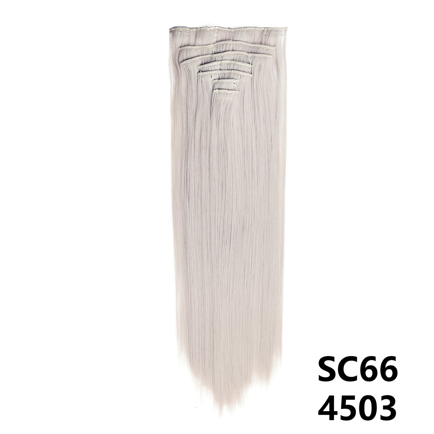 Long Straight Synthetic 16 Clips In Hair Extensions 7Pcs/Set High Temperature Fiber Black Brown Blonde Hairpiece For Women