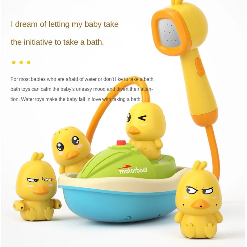 Baby Bath Toys Cute Duck Electric Water Spray Bathroom Bathing Toys Kids Bath And Shower Bathtubs Interactive Toddler Toys Gifts