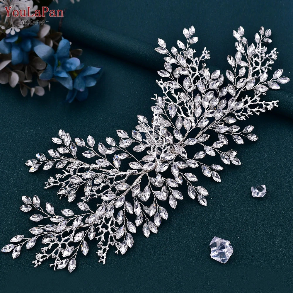 YouLaPan Wedding Hair Accessories Rhinestone Tiara Bridal Headdress Pageant Crown Woman Hair Clip Bridal Hairpin for Party HP254