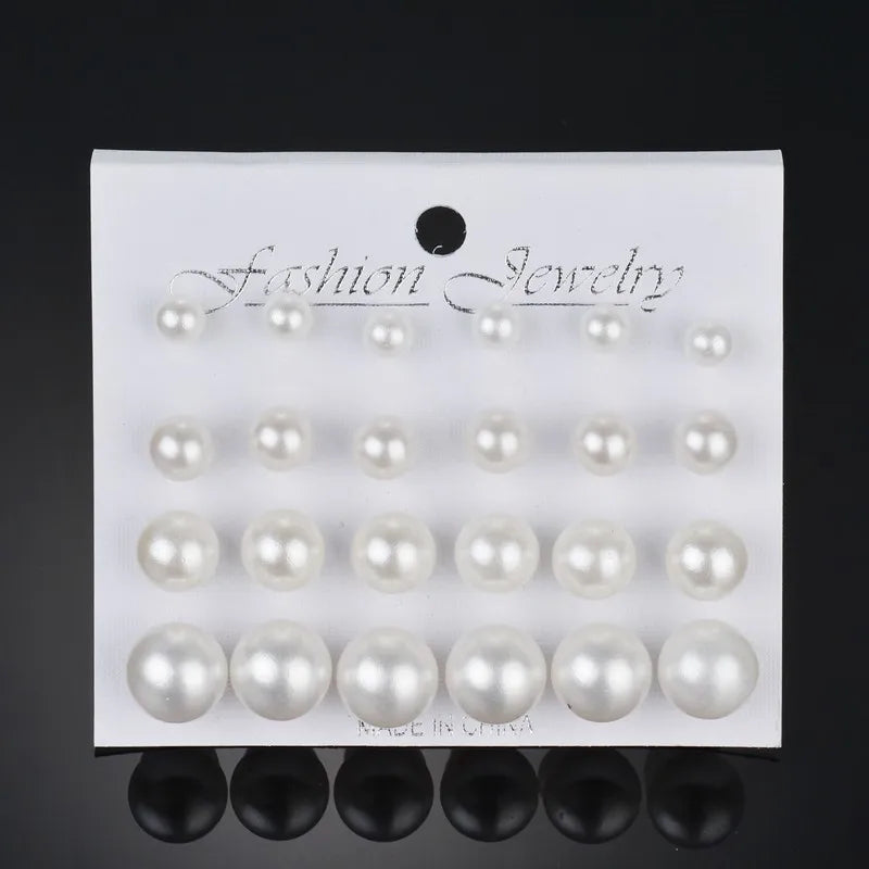 LETAPI 12 pairs/set Female Pearl Earrings Set For Women Bohemian Geometric Stud Earrings for Women Fashion Jewelry Gifts